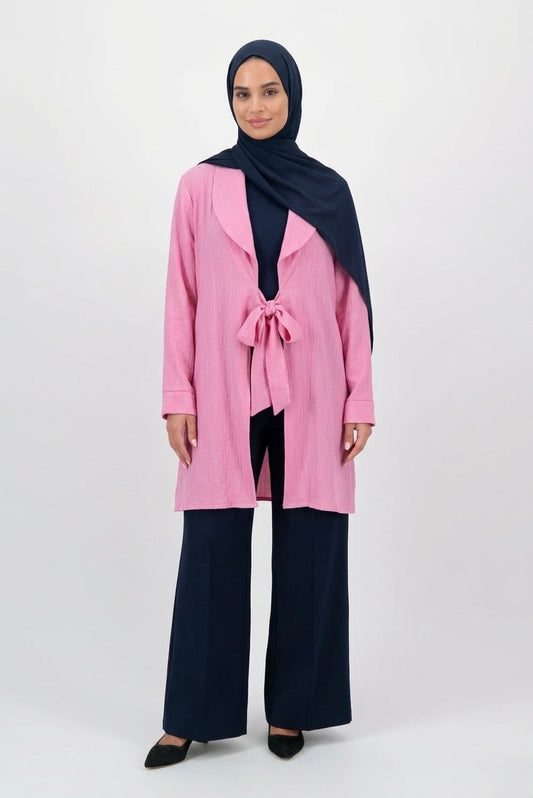 Layali Tie Cardigan Pink