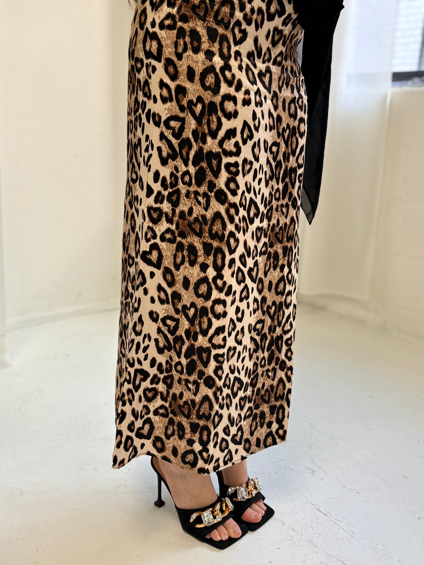 Leopard printed skirt brown