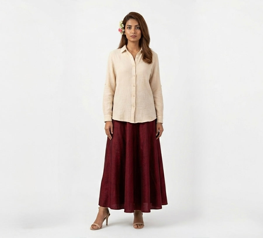 Oversized Cotton Shirt Beige