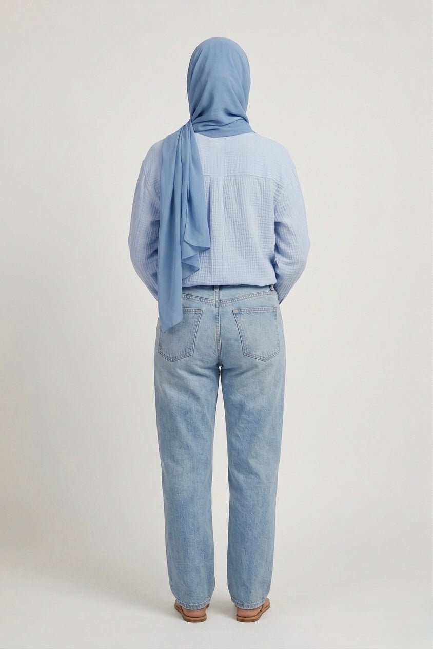 Oversized Cotton Shirt Blue