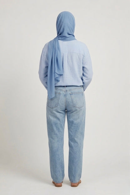 Oversized Cotton Shirt Blue