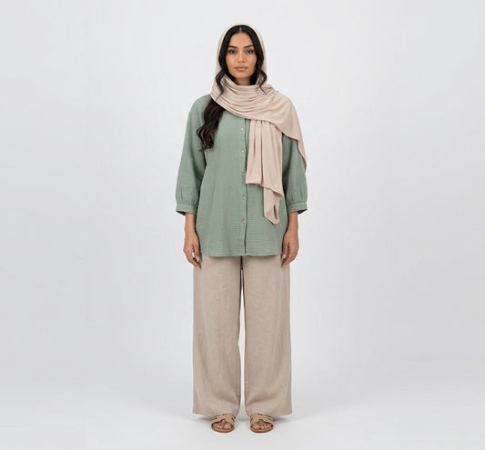 Oversized Cotton Shirt Sage