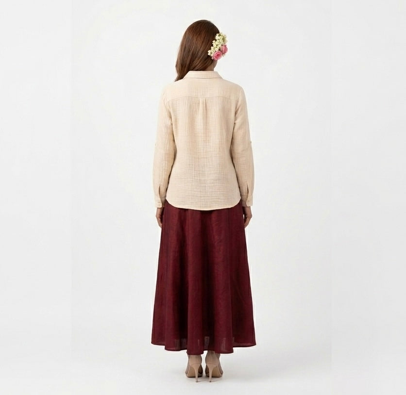 Oversized Cotton Shirt Beige