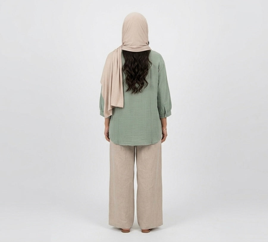 Oversized Cotton Shirt Sage