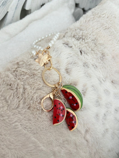 Hand painted watermelon keychain