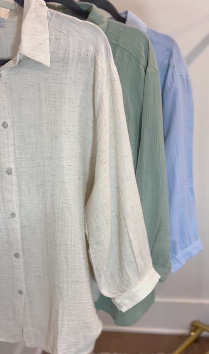 Oversized Cotton Shirt Beige