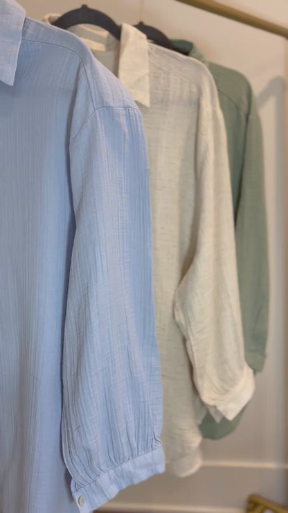 Oversized Cotton Shirt Blue