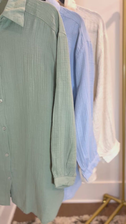 Oversized Cotton Shirt Sage